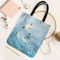 Guam Fishhook Mix Guasali Flowers Tote Bag Dreaming Turquoise LT7 Black Strap One Size Turquoise - Polynesian Pride