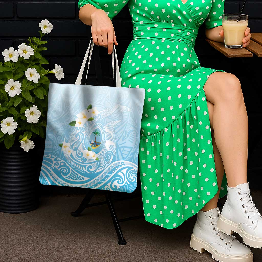 Guam Fishhook Mix Guasali Flowers Tote Bag Dreaming Turquoise LT7 - Polynesian Pride