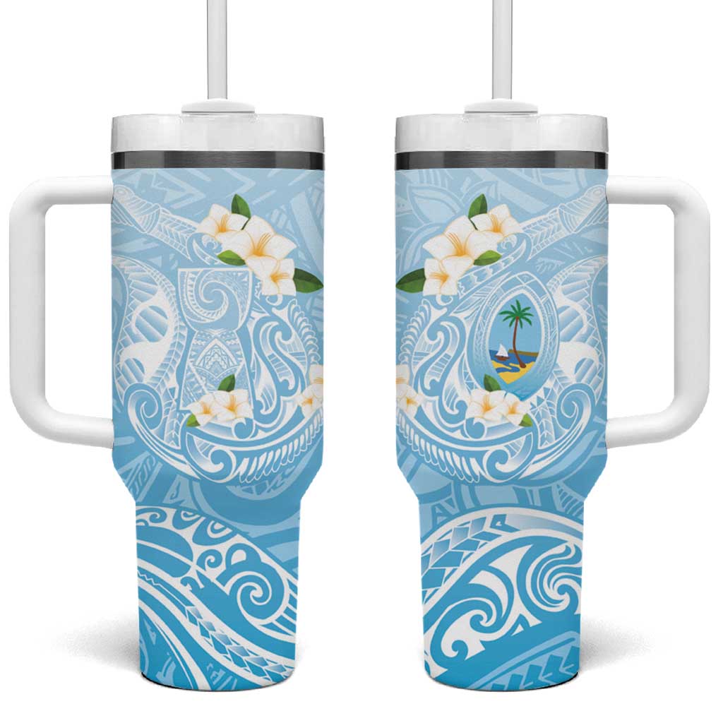 Guam Fishhook Mix Guasali Flowers Tumbler With Handle Dreaming Turquoise LT7 One Size: 40 oz Turquoise - Polynesian Pride