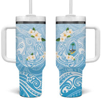 Guam Fishhook Mix Guasali Flowers Tumbler With Handle Dreaming Turquoise LT7 One Size: 40 oz Turquoise - Polynesian Pride
