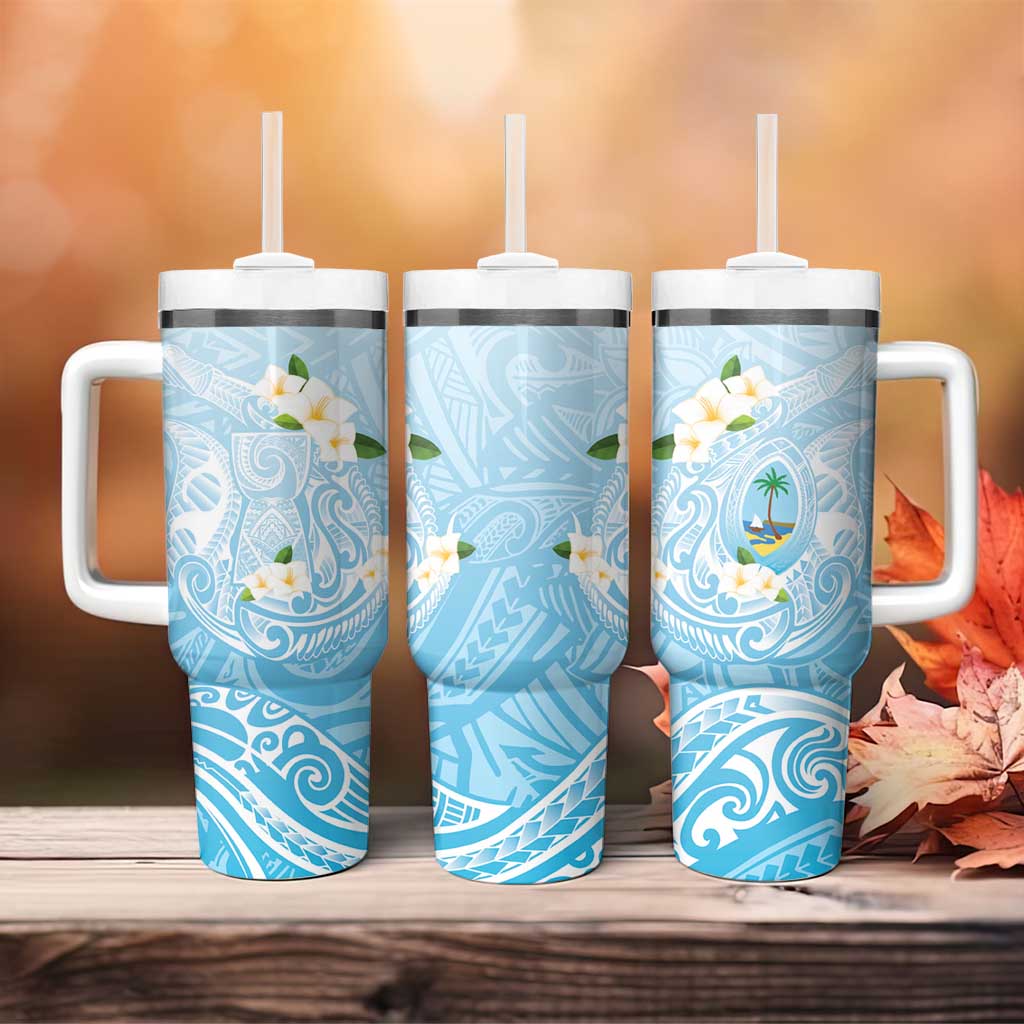 Guam Fishhook Mix Guasali Flowers Tumbler With Handle Dreaming Turquoise LT7 - Polynesian Pride