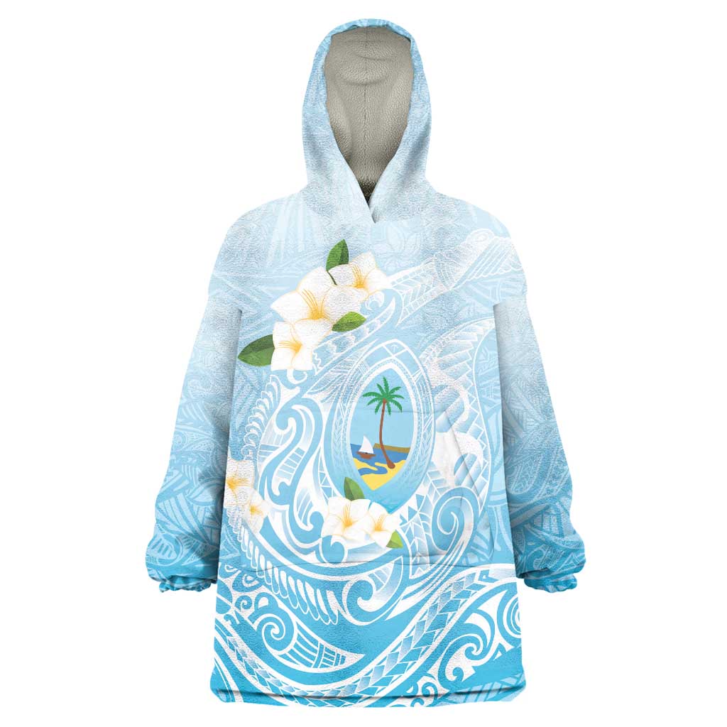 Guam Fishhook Mix Guasali Flowers Wearable Blanket Hoodie Dreaming Turquoise LT7 One Size Turquoise - Polynesian Pride