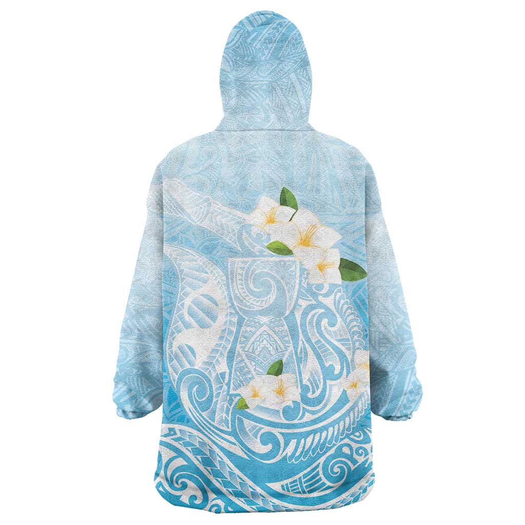 Guam Fishhook Mix Guasali Flowers Wearable Blanket Hoodie Dreaming Turquoise LT7 - Polynesian Pride