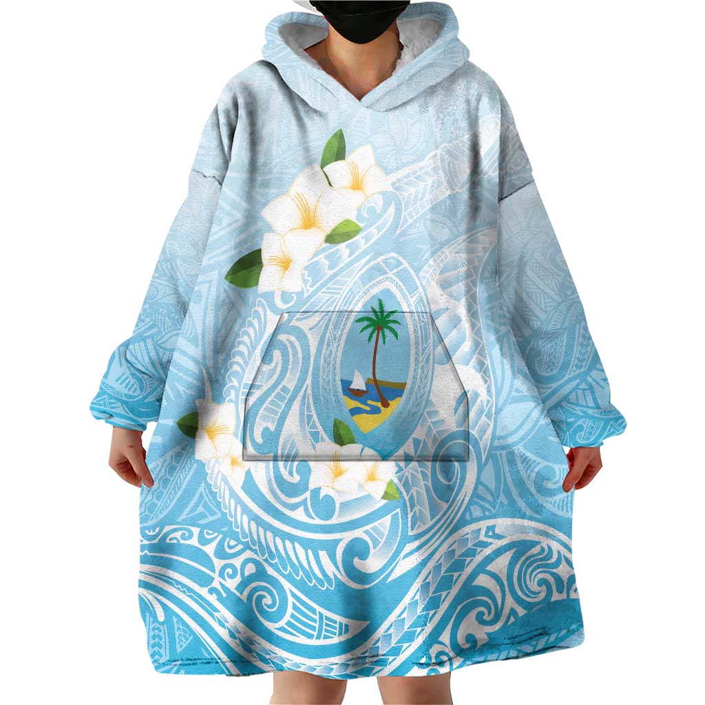 Guam Fishhook Mix Guasali Flowers Wearable Blanket Hoodie Dreaming Turquoise LT7 - Polynesian Pride