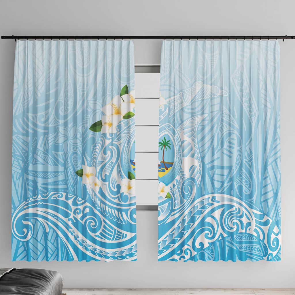 Guam Fishhook Mix Guasali Flowers Window Curtain Dreaming Turquoise LT7 With Hooks Turquoise - Polynesian Pride