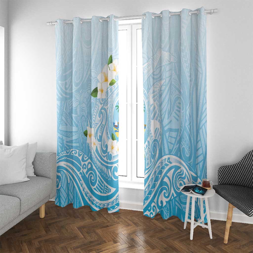 Guam Fishhook Mix Guasali Flowers Window Curtain Dreaming Turquoise LT7 With Grommets Turquoise - Polynesian Pride