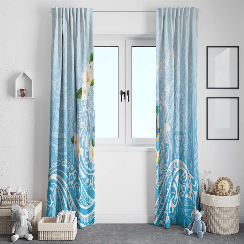 Guam Fishhook Mix Guasali Flowers Window Curtain Dreaming Turquoise LT7 - Polynesian Pride