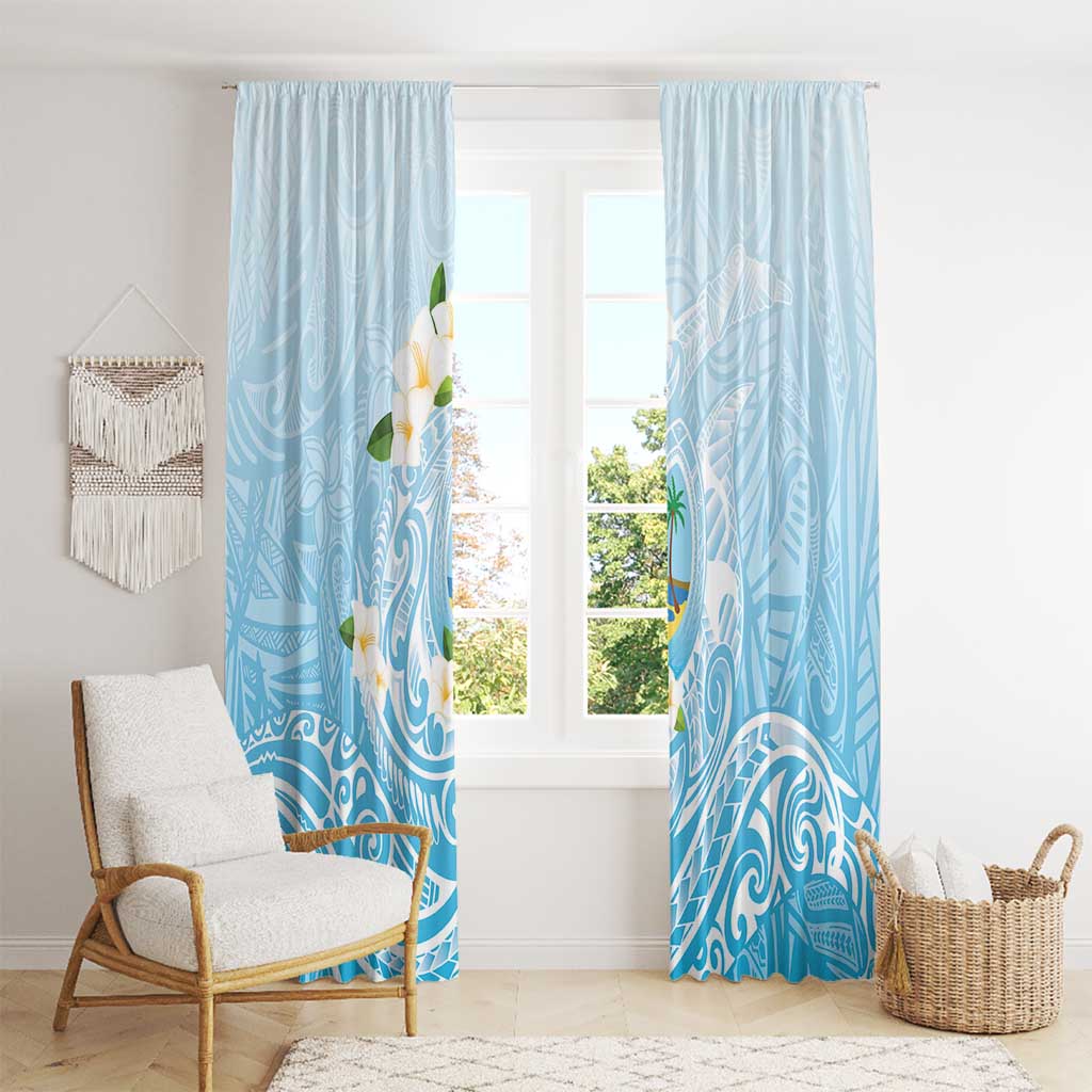 Guam Fishhook Mix Guasali Flowers Window Curtain Dreaming Turquoise LT7 - Polynesian Pride