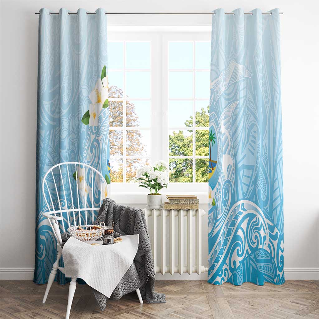 Guam Fishhook Mix Guasali Flowers Window Curtain Dreaming Turquoise LT7 - Polynesian Pride