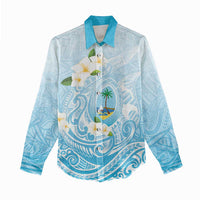 Guam Fishhook Mix Guasali Flowers Women Casual Shirt Dreaming Turquoise LT7 - Polynesian Pride