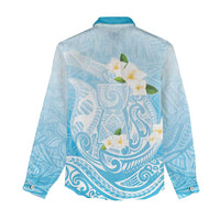 Guam Fishhook Mix Guasali Flowers Women Casual Shirt Dreaming Turquoise LT7 - Polynesian Pride