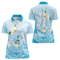 Guam Fishhook Mix Guasali Flowers Women Polo Shirt Dreaming Turquoise LT7 - Polynesian Pride