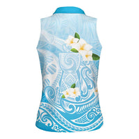 Guam Fishhook Mix Guasali Flowers Women Sleeveless Polo Shirt Dreaming Turquoise LT7 - Polynesian Pride