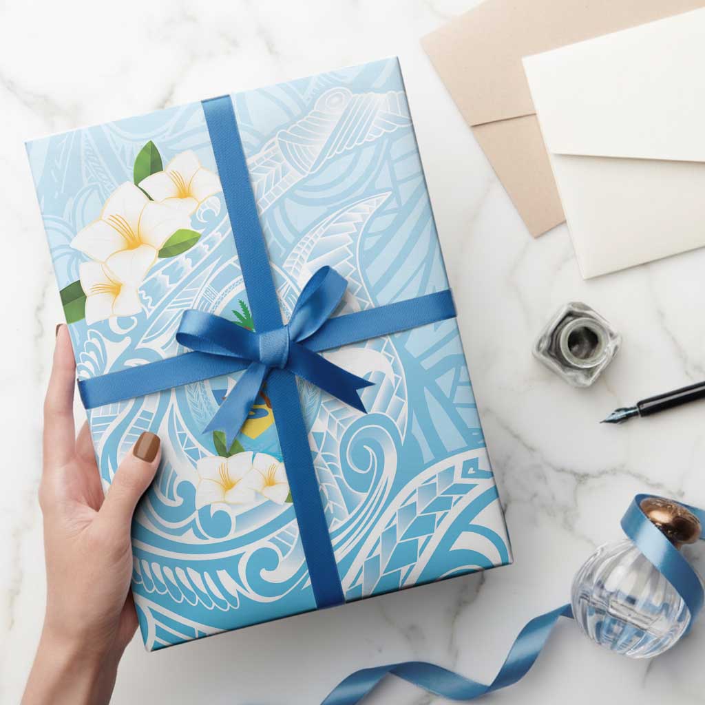 Guam Fishhook Mix Guasali Flowers Wrapping Paper Dreaming Turquoise LT7 - Polynesian Pride
