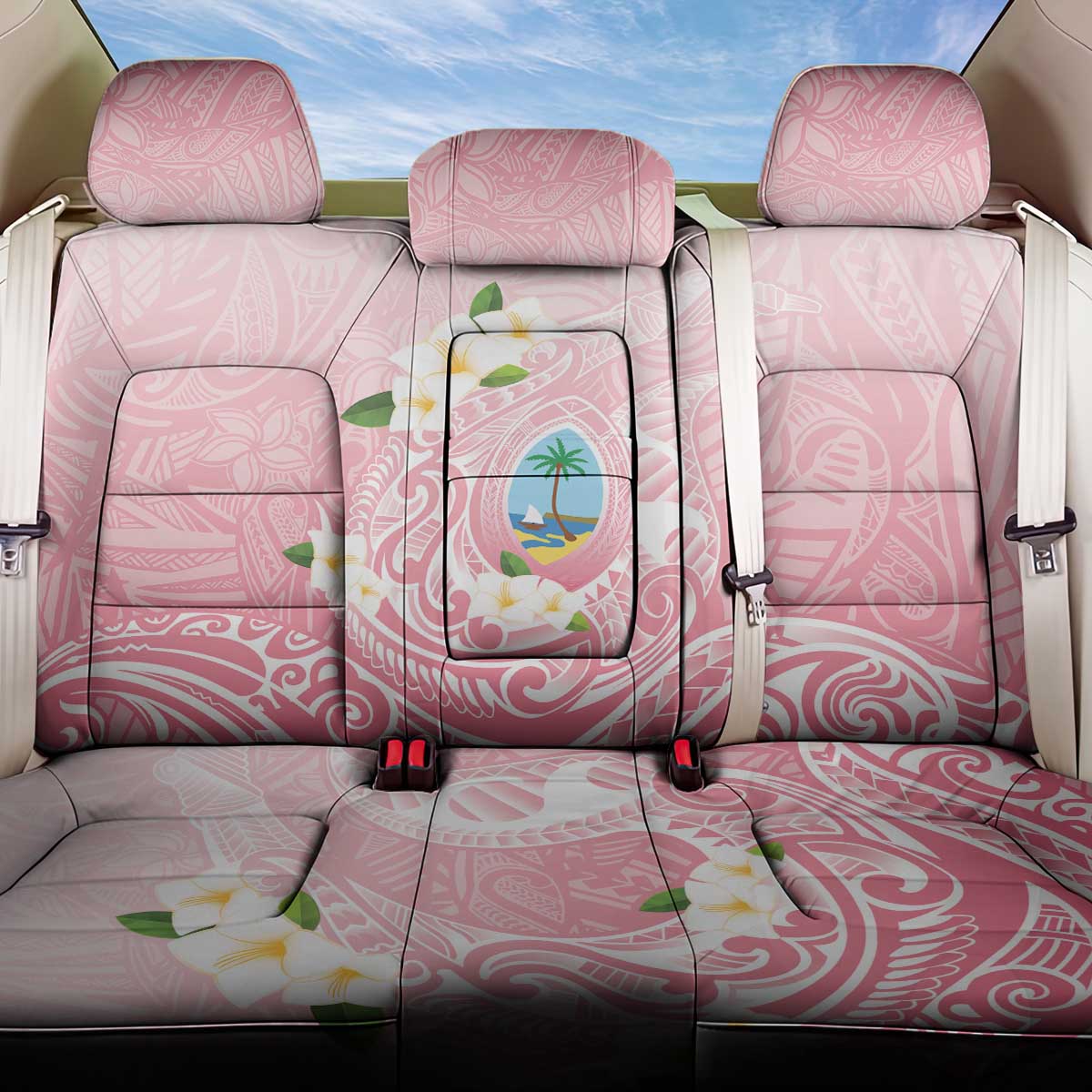 Guam Fishhook Mix Guasali Flowers Back Car Seat Cover Dreaming Coral