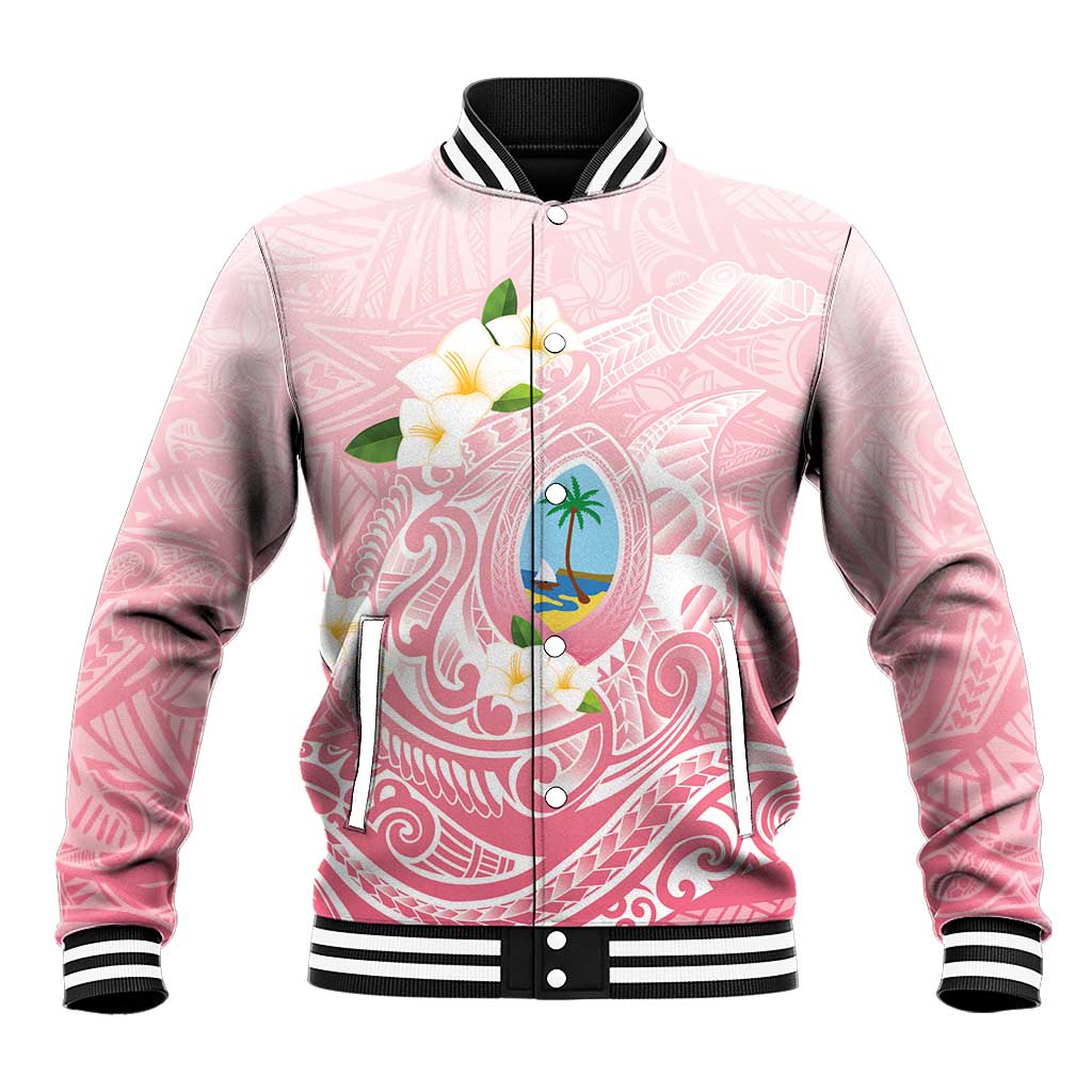 Guam Fishhook Mix Guasali Flowers Baseball Jacket Dreaming Coral LT7 Unisex Pink - Polynesian Pride