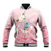 Guam Fishhook Mix Guasali Flowers Baseball Jacket Dreaming Coral LT7 Unisex Pink - Polynesian Pride