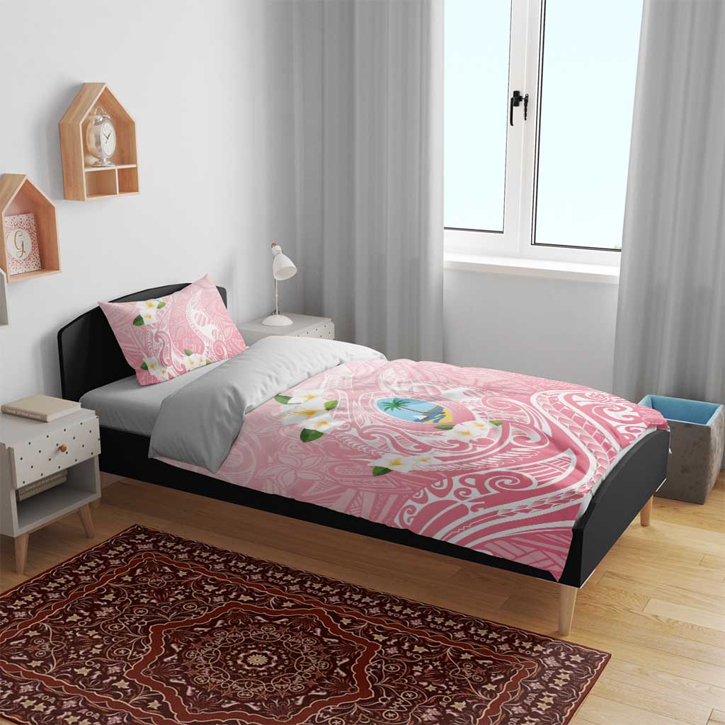 Guam Fishhook Mix Guasali Flowers Bedding Set Dreaming Coral LT7 - Polynesian Pride