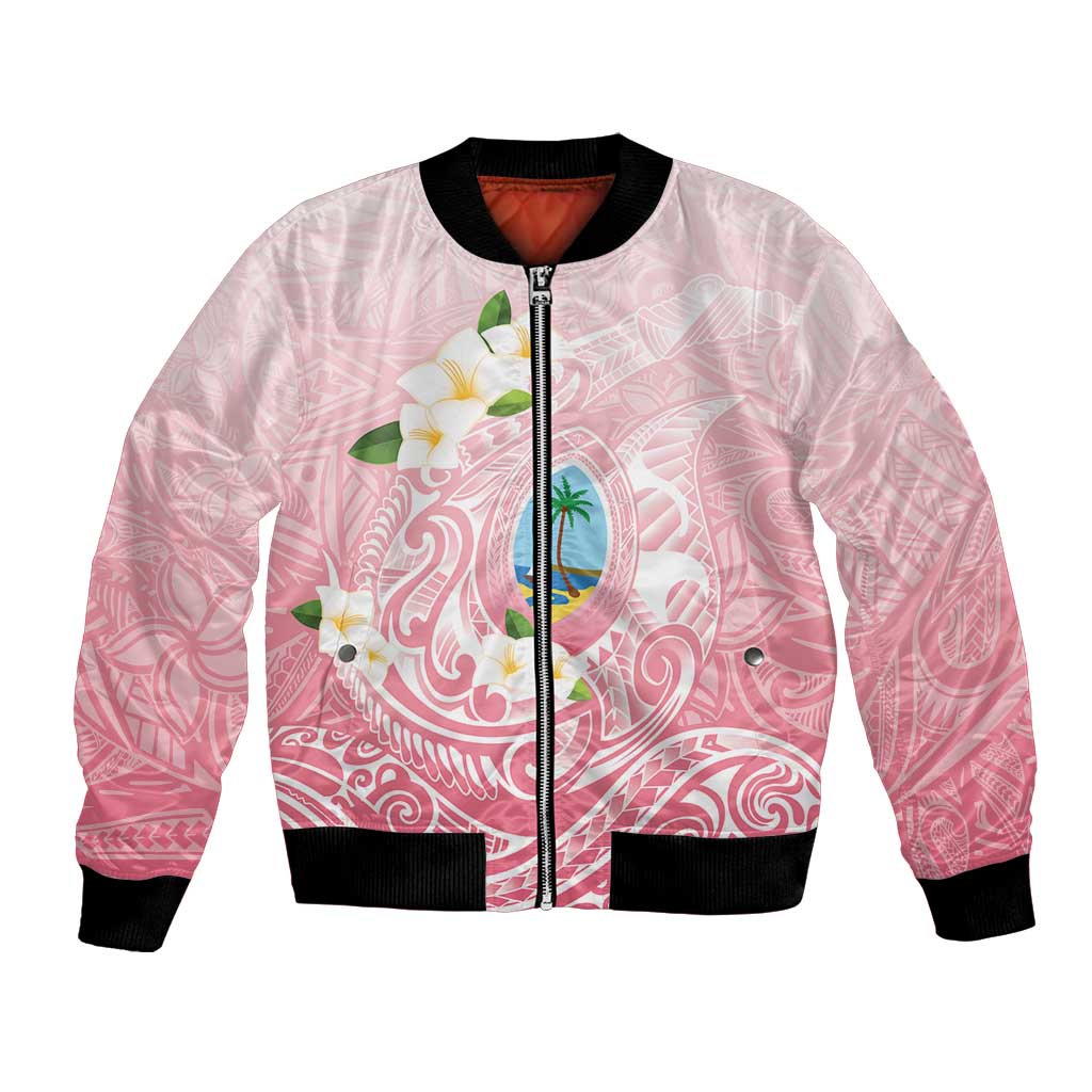 Guam Fishhook Mix Guasali Flowers Bomber Jacket Dreaming Coral LT7 Unisex Pink - Polynesian Pride