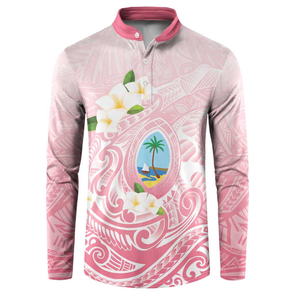 Guam Fishhook Mix Guasali Flowers Button Sweatshirt Dreaming Coral LT7 Pink - Polynesian Pride