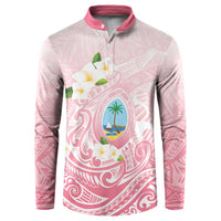 Guam Fishhook Mix Guasali Flowers Button Sweatshirt Dreaming Coral LT7 Pink - Polynesian Pride