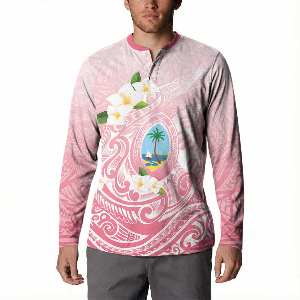 Guam Fishhook Mix Guasali Flowers Button Sweatshirt Dreaming Coral LT7 - Polynesian Pride