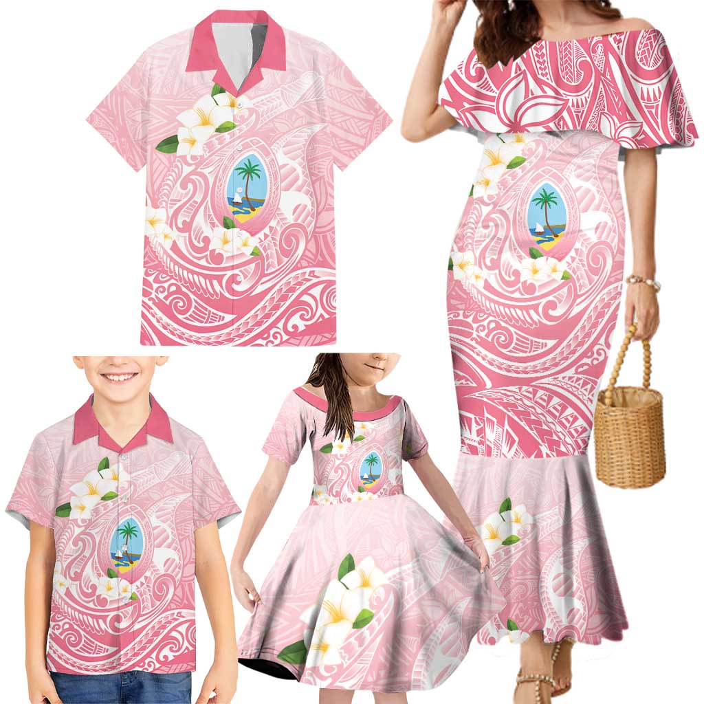 Guam Fishhook Mix Guasali Flowers Family Matching Mermaid Dress and Hawaiian Shirt Dreaming Coral