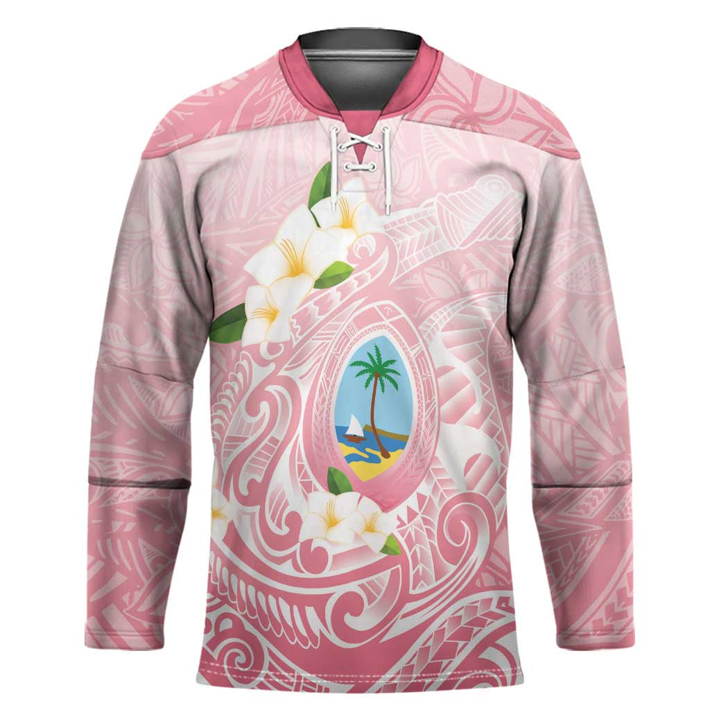Guam Fishhook Mix Guasali Flowers Hockey Jersey Dreaming Coral LT7 Unisex Pink - Polynesian Pride