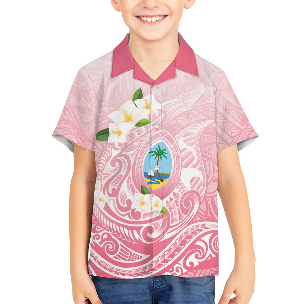 Guam Fishhook Mix Guasali Flowers Kid Hawaiian Shirt Dreaming Coral LT7 Kid Pink - Polynesian Pride