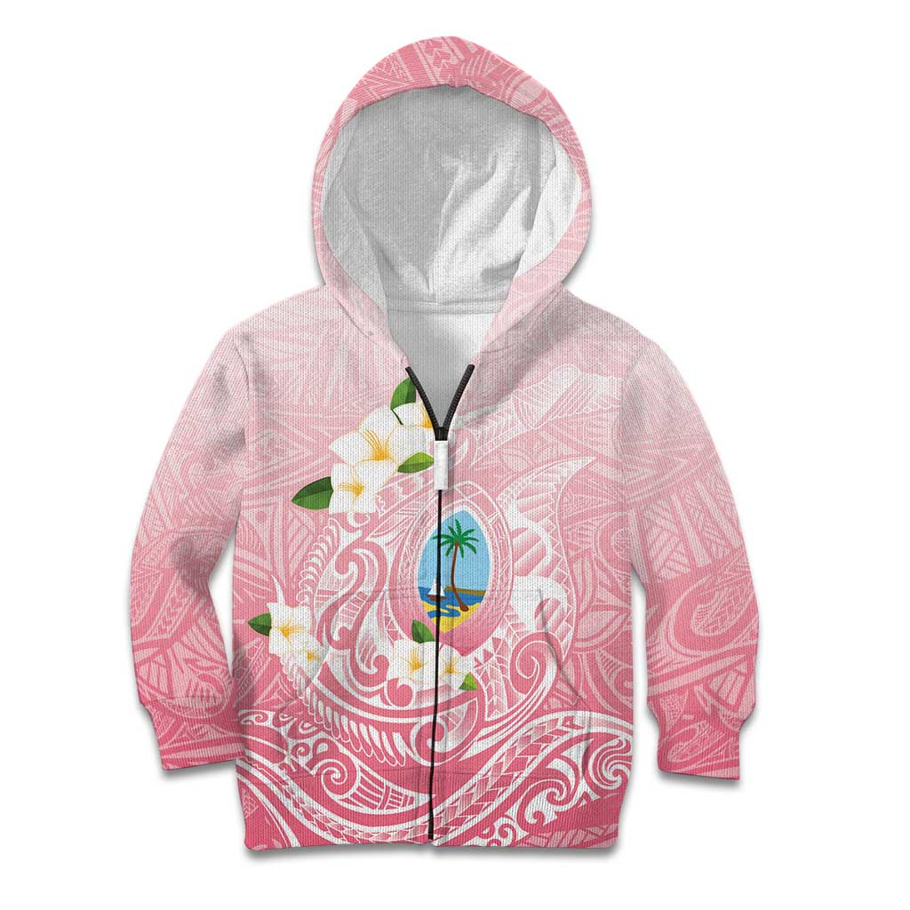 Guam Fishhook Mix Guasali Flowers Kid Hoodie Dreaming Coral LT7 Zip Hoodie Pink - Polynesian Pride