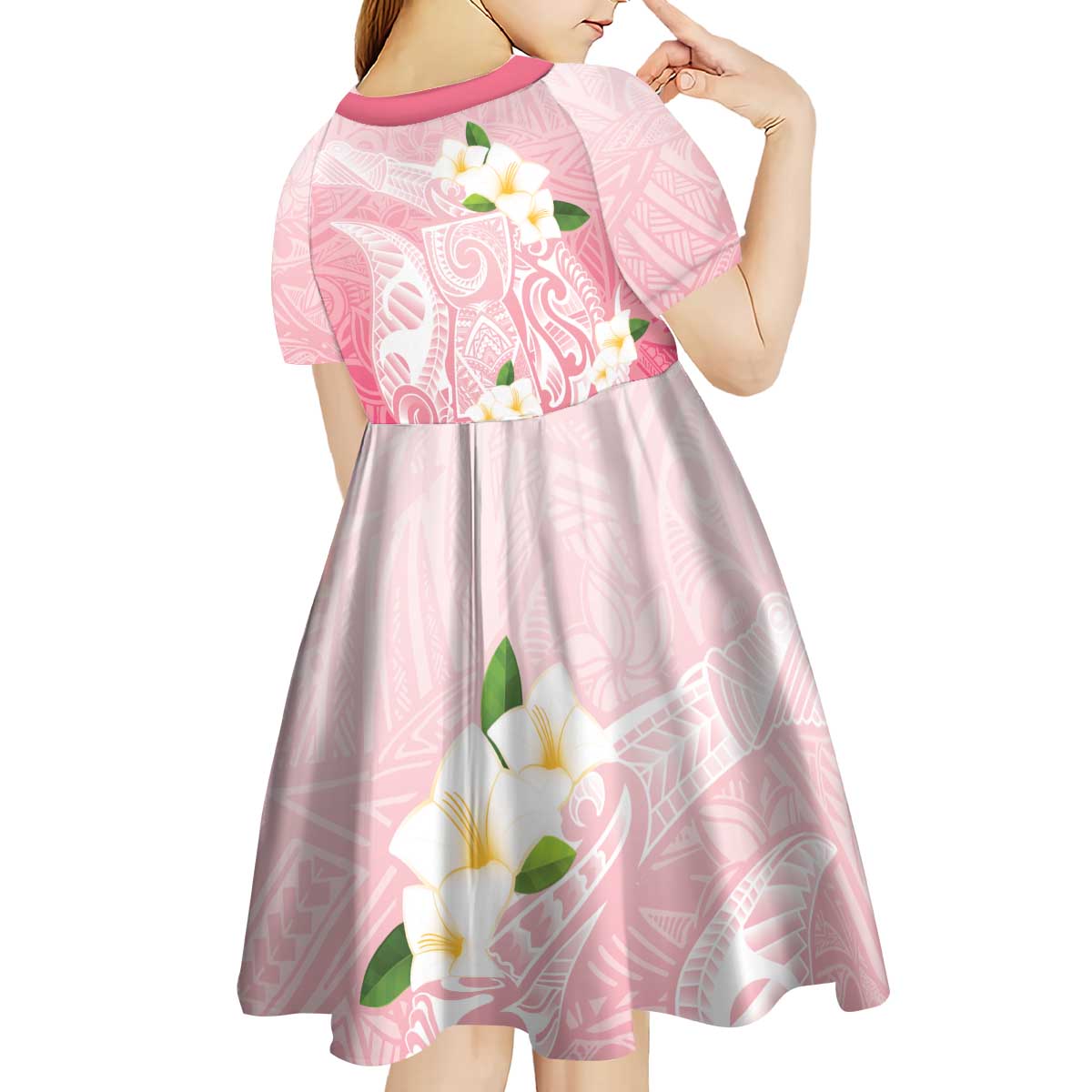 Guam Fishhook Mix Guasali Flowers Kid Short Sleeve Dress Dreaming Coral LT7 - Polynesian Pride