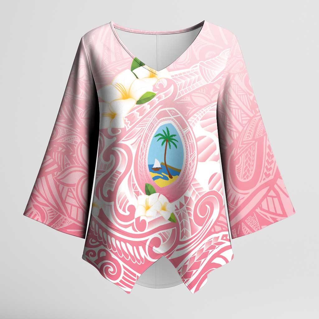 Guam Fishhook Mix Guasali Flowers Kimono Sleeve Blouse Dreaming Coral LT7 Female Pink - Polynesian Pride