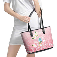 Guam Fishhook Mix Guasali Flowers Leather Tote Bag Dreaming Coral LT7 - Polynesian Pride