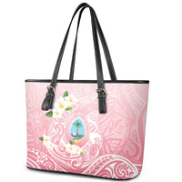 Guam Fishhook Mix Guasali Flowers Leather Tote Bag Dreaming Coral LT7 - Polynesian Pride