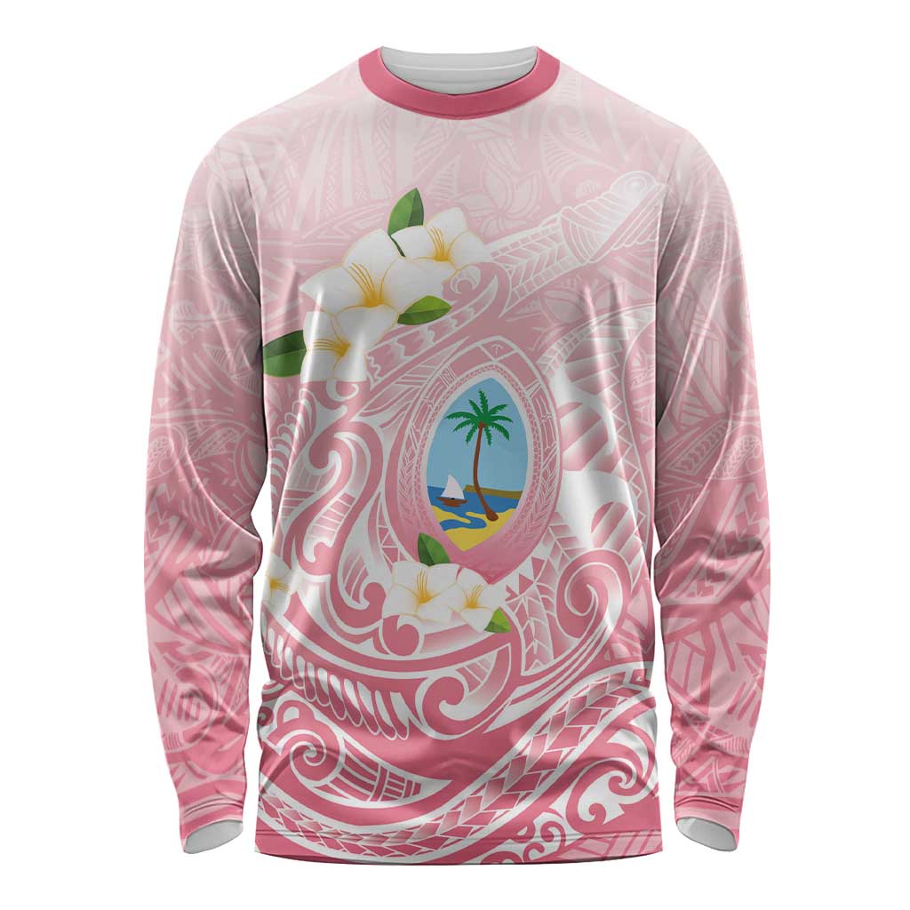 Guam Fishhook Mix Guasali Flowers Long Sleeve Shirt Dreaming Coral LT7 Unisex Pink - Polynesian Pride