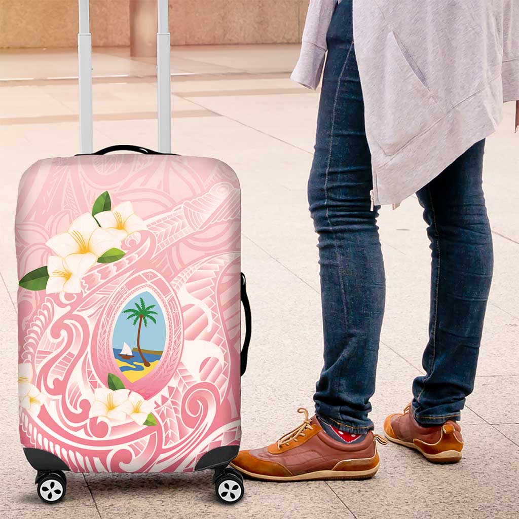 Guam Fishhook Mix Guasali Flowers Luggage Cover Dreaming Coral LT7 Pink - Polynesian Pride