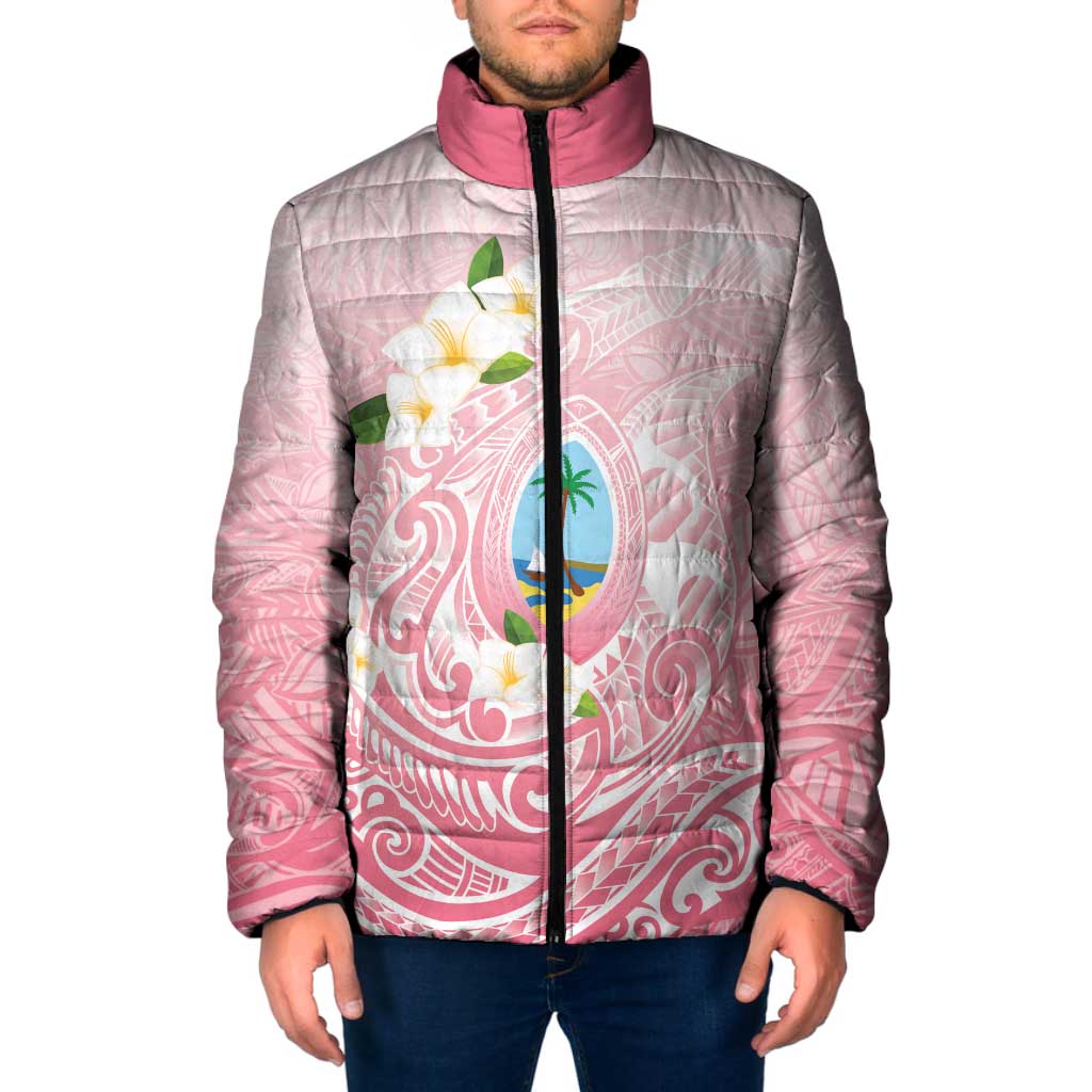 Guam Fishhook Mix Guasali Flowers Padded Jacket Dreaming Coral LT7 Men Pink - Polynesian Pride