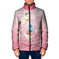 Guam Fishhook Mix Guasali Flowers Padded Jacket Dreaming Coral LT7 Men Pink - Polynesian Pride