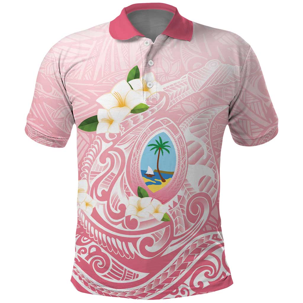 Guam Fishhook Mix Guasali Flowers Polo Shirt Dreaming Coral LT7 Pink - Polynesian Pride