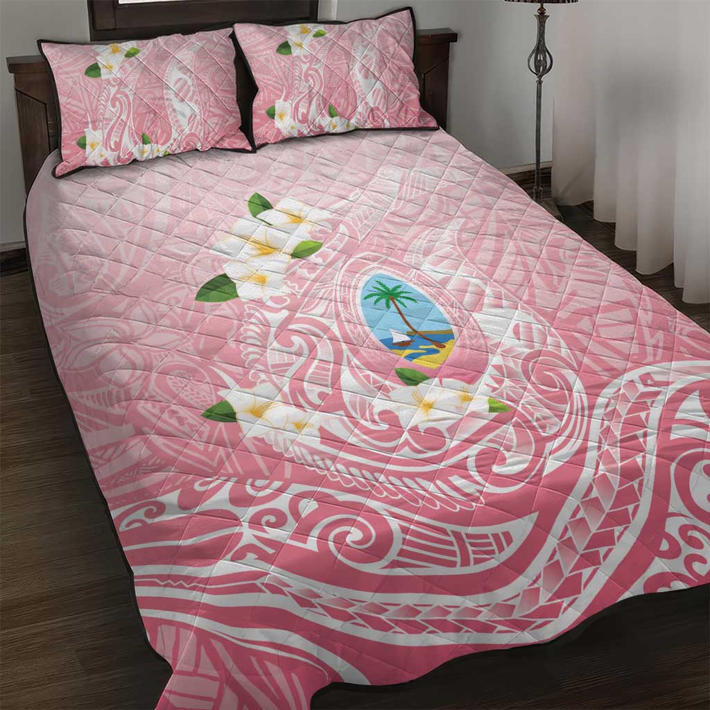Guam Fishhook Mix Guasali Flowers Quilt Bed Set Dreaming Coral LT7 Pink - Polynesian Pride