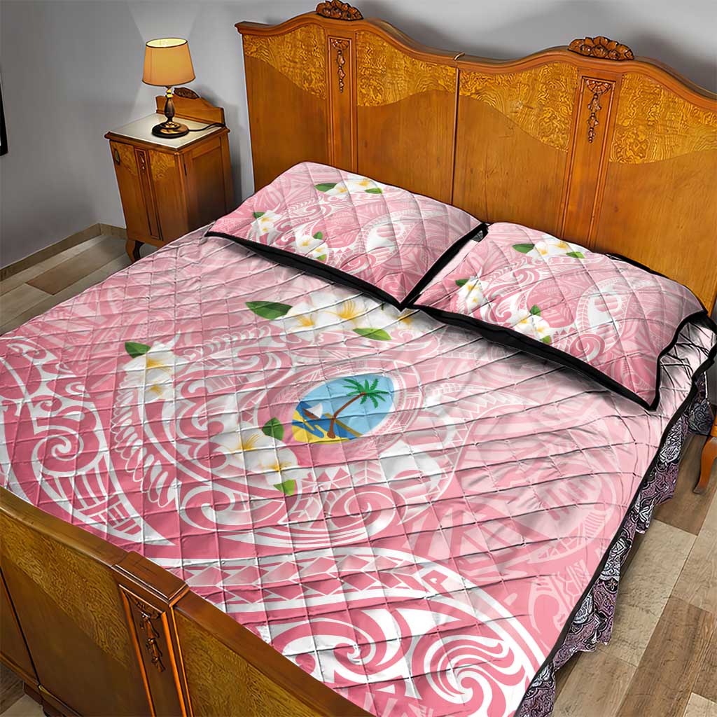 Guam Fishhook Mix Guasali Flowers Quilt Bed Set Dreaming Coral LT7 - Polynesian Pride