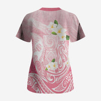 Guam Fishhook Mix Guasali Flowers Scrub Top Dreaming Coral LT7 - Polynesian Pride