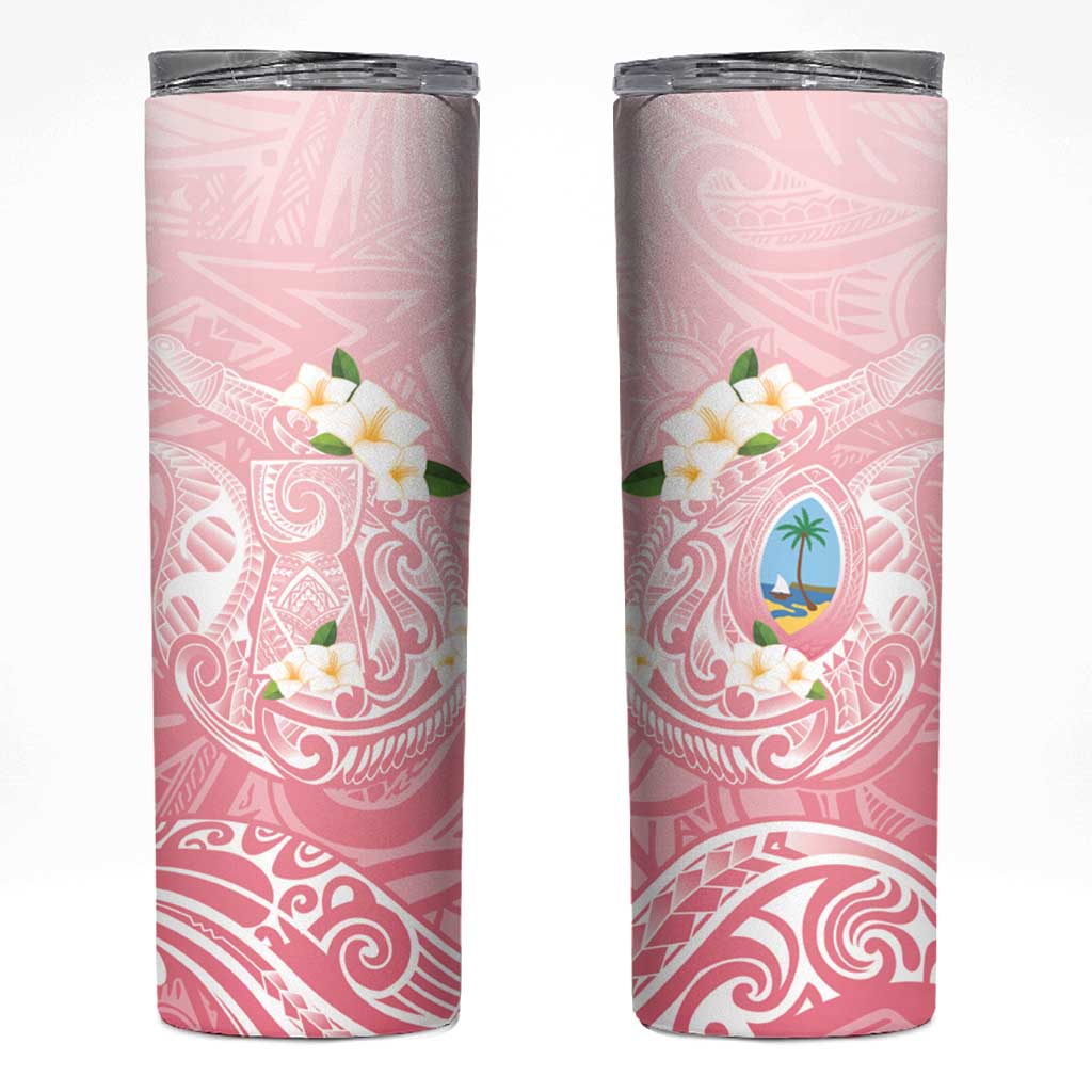 Guam Fishhook Mix Guasali Flowers Skinny Tumbler Dreaming Coral LT7 Pink - Polynesian Pride
