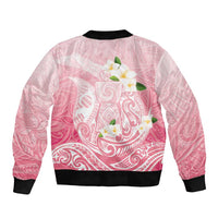 Guam Fishhook Mix Guasali Flowers Sleeve Zip Bomber Jacket Dreaming Coral LT7 - Polynesian Pride