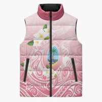 Guam Fishhook Mix Guasali Flowers Sleeveless Puffer Jacket Dreaming Coral LT7 Unisex Pink - Polynesian Pride