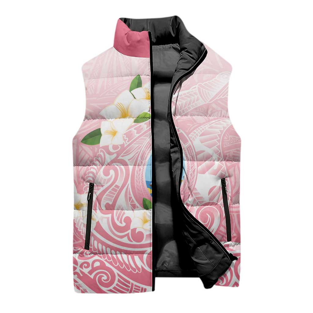 Guam Fishhook Mix Guasali Flowers Sleeveless Puffer Jacket Dreaming Coral LT7 - Polynesian Pride