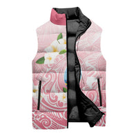 Guam Fishhook Mix Guasali Flowers Sleeveless Puffer Jacket Dreaming Coral LT7 - Polynesian Pride