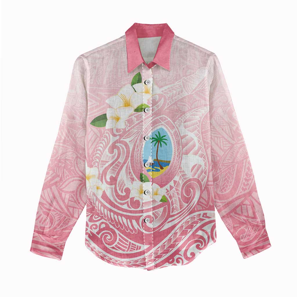 Guam Fishhook Mix Guasali Flowers Women Casual Shirt Dreaming Coral LT7 - Polynesian Pride