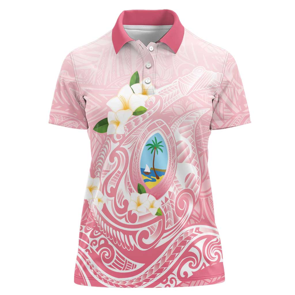 Guam Fishhook Mix Guasali Flowers Women Polo Shirt Dreaming Coral LT7 Female Pink - Polynesian Pride
