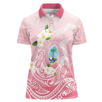 Guam Fishhook Mix Guasali Flowers Women Polo Shirt Dreaming Coral LT7 Female Pink - Polynesian Pride